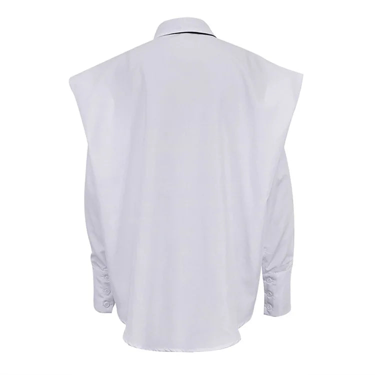 Fashion White Woman Blouse 2025 New Elegant Lapel Long Sleeve Shirt Blusa Streetwear Chic Pocket Blusa Top Female Clothing