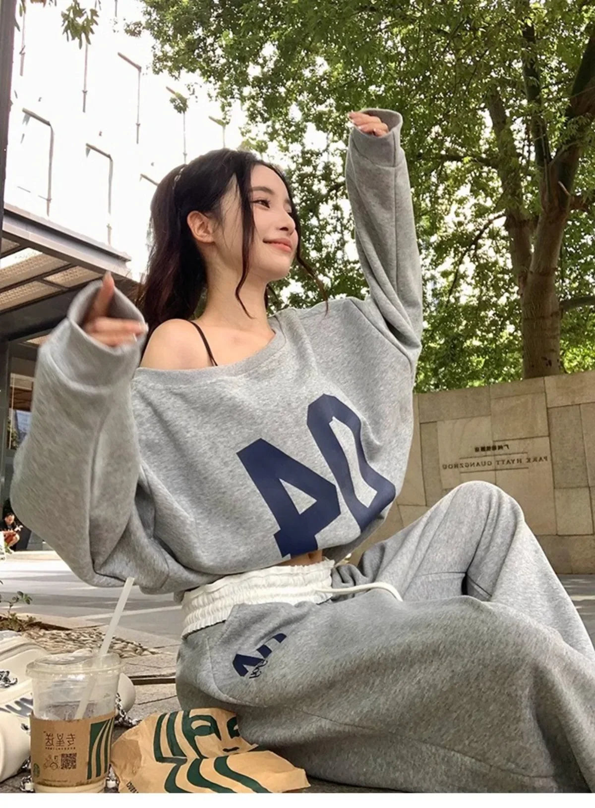 Fashion Temperament Popular Retro Sports Pants for Women in Spring and Summer High Waisted and Drooping Casual Pants Loose Pants