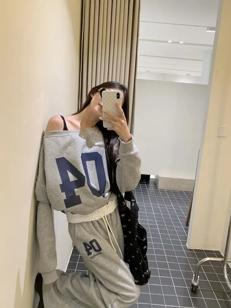 Fashion Temperament Popular Retro Sports Pants for Women in Spring and Summer High Waisted and Drooping Casual Pants Loose Pants