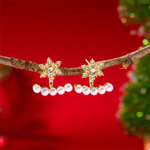 Christmas Snowflake Pearl Earrings - L&S Fashion