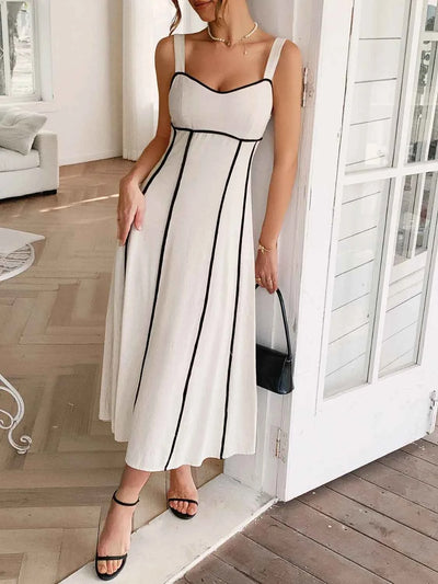 Contrast Wide Strap Midi Cami Dress