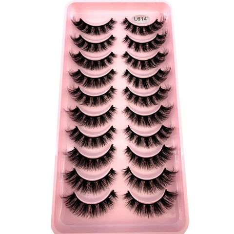 10Pairs 3d Mink Dramatic Volume Lashes Bulk Faux Thick Long Wispy Natural Mink Lashes Pack Short Wholesales Natural False lashes - L&S Fashion