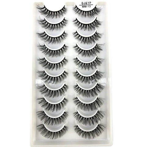 10Pairs 3d Mink Dramatic Volume Lashes Bulk Faux Thick Long Wispy Natural Mink Lashes Pack Short Wholesales Natural False lashes - L&S Fashion