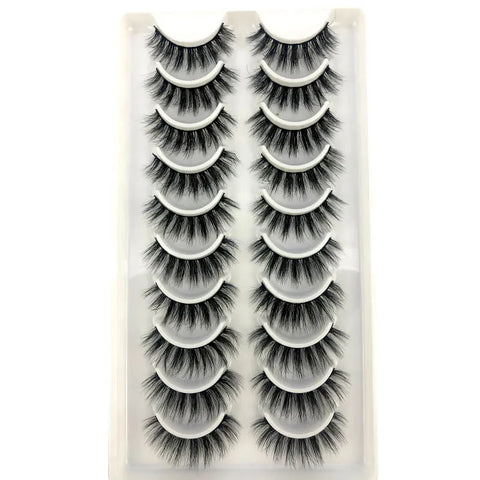 10Pairs 3d Mink Dramatic Volume Lashes Bulk Faux Thick Long Wispy Natural Mink Lashes Pack Short Wholesales Natural False lashes - L&S Fashion