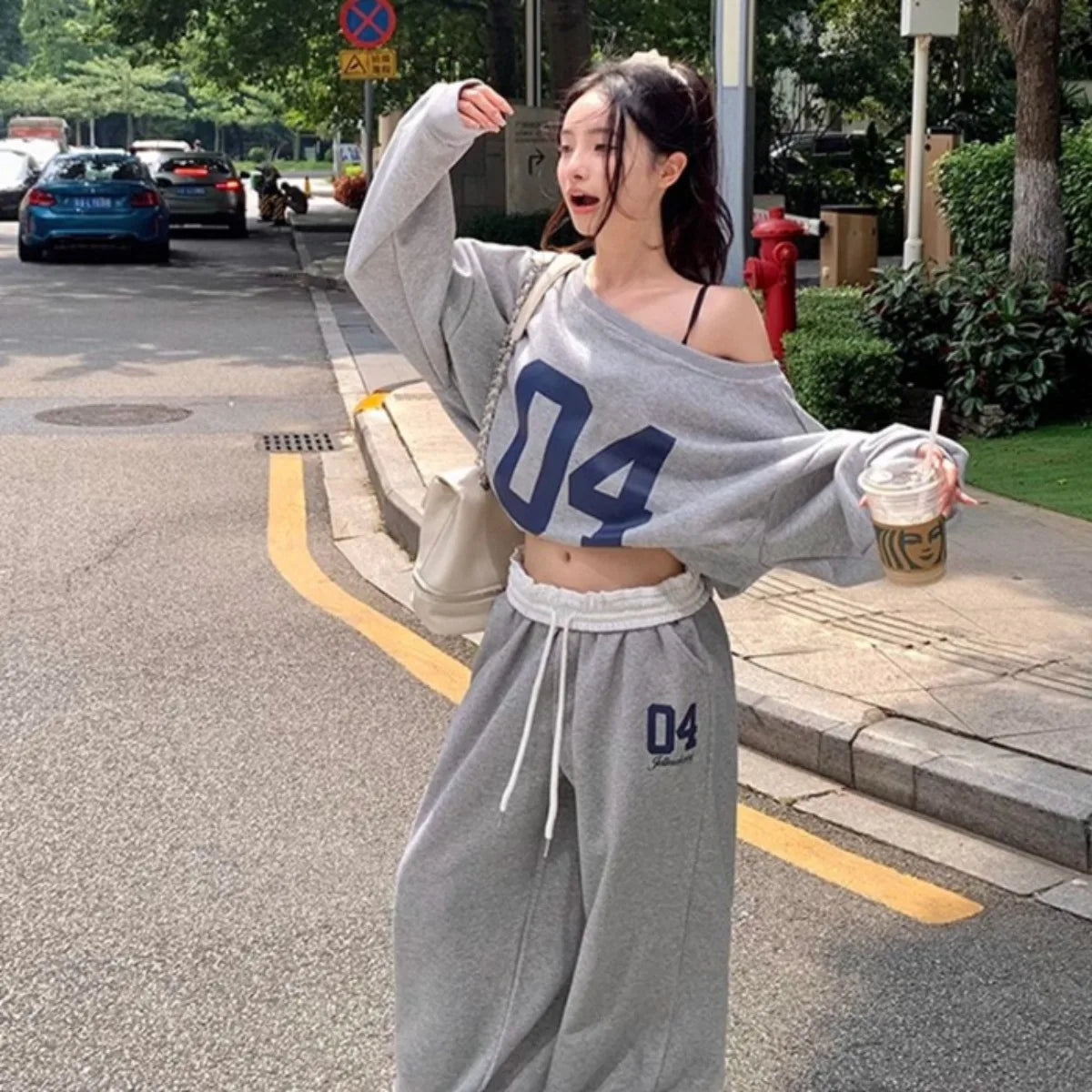 Fashion Temperament Popular Retro Sports Pants for Women in Spring and Summer High Waisted and Drooping Casual Pants Loose Pants