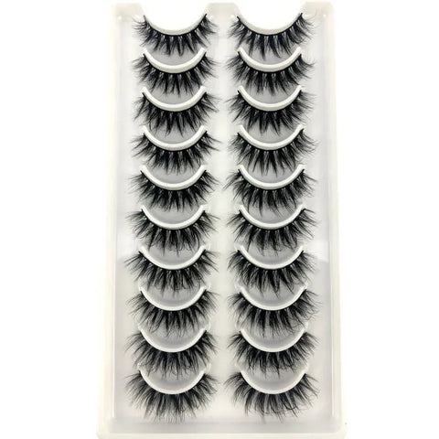 10Pairs 3d Mink Dramatic Volume Lashes Bulk Faux Thick Long Wispy Natural Mink Lashes Pack Short Wholesales Natural False lashes - L&S Fashion