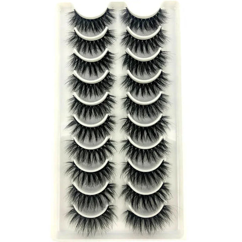 10Pairs 3d Mink Dramatic Volume Lashes Bulk Faux Thick Long Wispy Natural Mink Lashes Pack Short Wholesales Natural False lashes - L&S Fashion