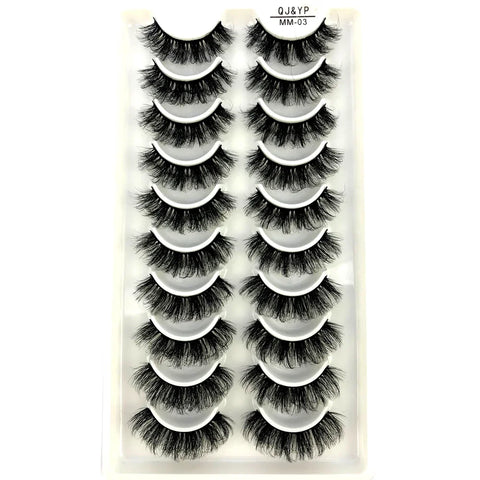10Pairs 3d Mink Dramatic Volume Lashes Bulk Faux Thick Long Wispy Natural Mink Lashes Pack Short Wholesales Natural False lashes - L&S Fashion