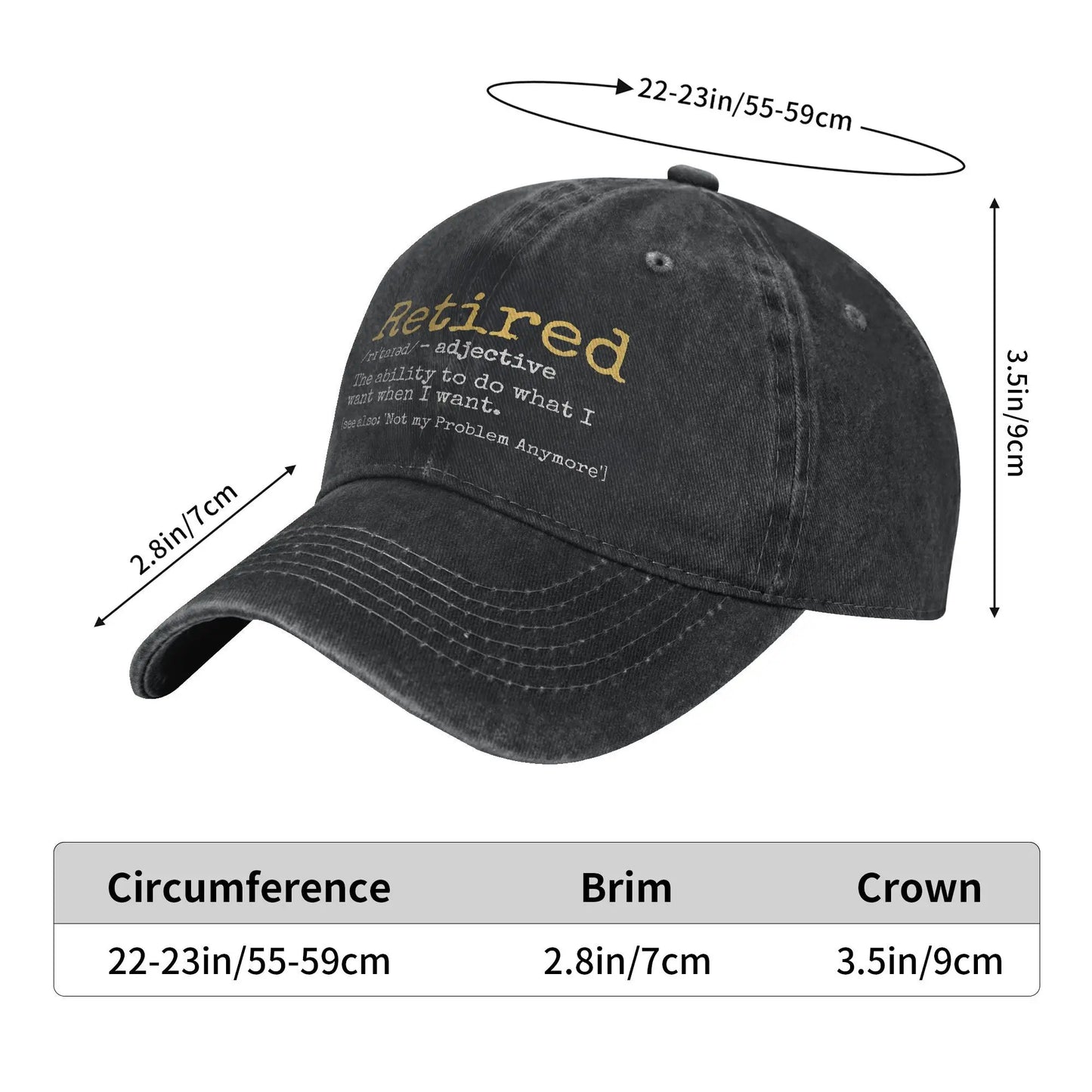 Fashion 2025 Retired Definition Funny Retirement Gag Baseball Cap Unisex Distressed Washed Snapback Outdoor Adjustable Caps Hat