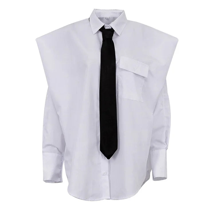 Fashion White Woman Blouse 2025 New Elegant Lapel Long Sleeve Shirt Blusa Streetwear Chic Pocket Blusa Top Female Clothing