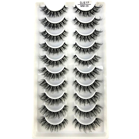 10Pairs 3d Mink Dramatic Volume Lashes Bulk Faux Thick Long Wispy Natural Mink Lashes Pack Short Wholesales Natural False lashes - L&S Fashion