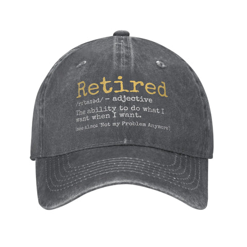 Fashion 2025 Retired Definition Funny Retirement Gag Baseball Cap Unisex Distressed Washed Snapback Outdoor Adjustable Caps Hat - L&S Fashion