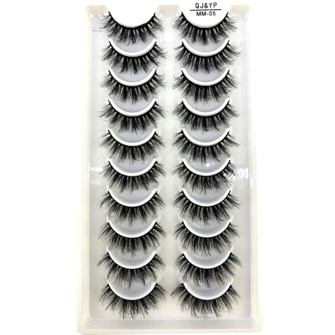 10Pairs 3d Mink Dramatic Volume Lashes Bulk Faux Thick Long Wispy Natural Mink Lashes Pack Short Wholesales Natural False lashes - L&S Fashion