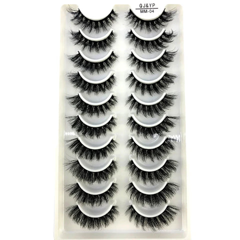 10Pairs 3d Mink Dramatic Volume Lashes Bulk Faux Thick Long Wispy Natural Mink Lashes Pack Short Wholesales Natural False lashes - L&S Fashion