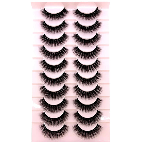 10Pairs 3d Mink Dramatic Volume Lashes Bulk Faux Thick Long Wispy Natural Mink Lashes Pack Short Wholesales Natural False lashes - L&S Fashion