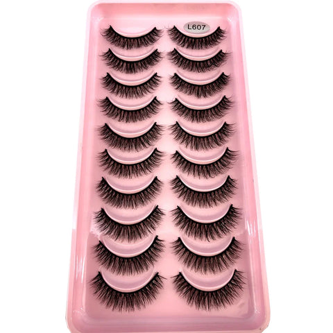 10Pairs 3d Mink Dramatic Volume Lashes Bulk Faux Thick Long Wispy Natural Mink Lashes Pack Short Wholesales Natural False lashes - L&S Fashion