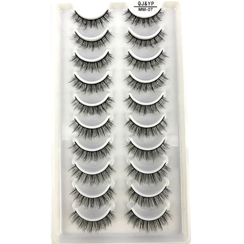 10Pairs 3d Mink Dramatic Volume Lashes Bulk Faux Thick Long Wispy Natural Mink Lashes Pack Short Wholesales Natural False lashes - L&S Fashion