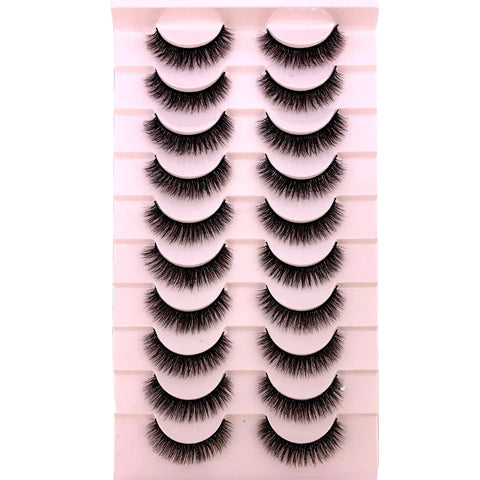 10Pairs 3d Mink Dramatic Volume Lashes Bulk Faux Thick Long Wispy Natural Mink Lashes Pack Short Wholesales Natural False lashes - L&S Fashion
