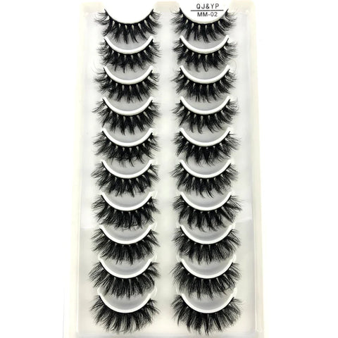 10Pairs 3d Mink Dramatic Volume Lashes Bulk Faux Thick Long Wispy Natural Mink Lashes Pack Short Wholesales Natural False lashes - L&S Fashion
