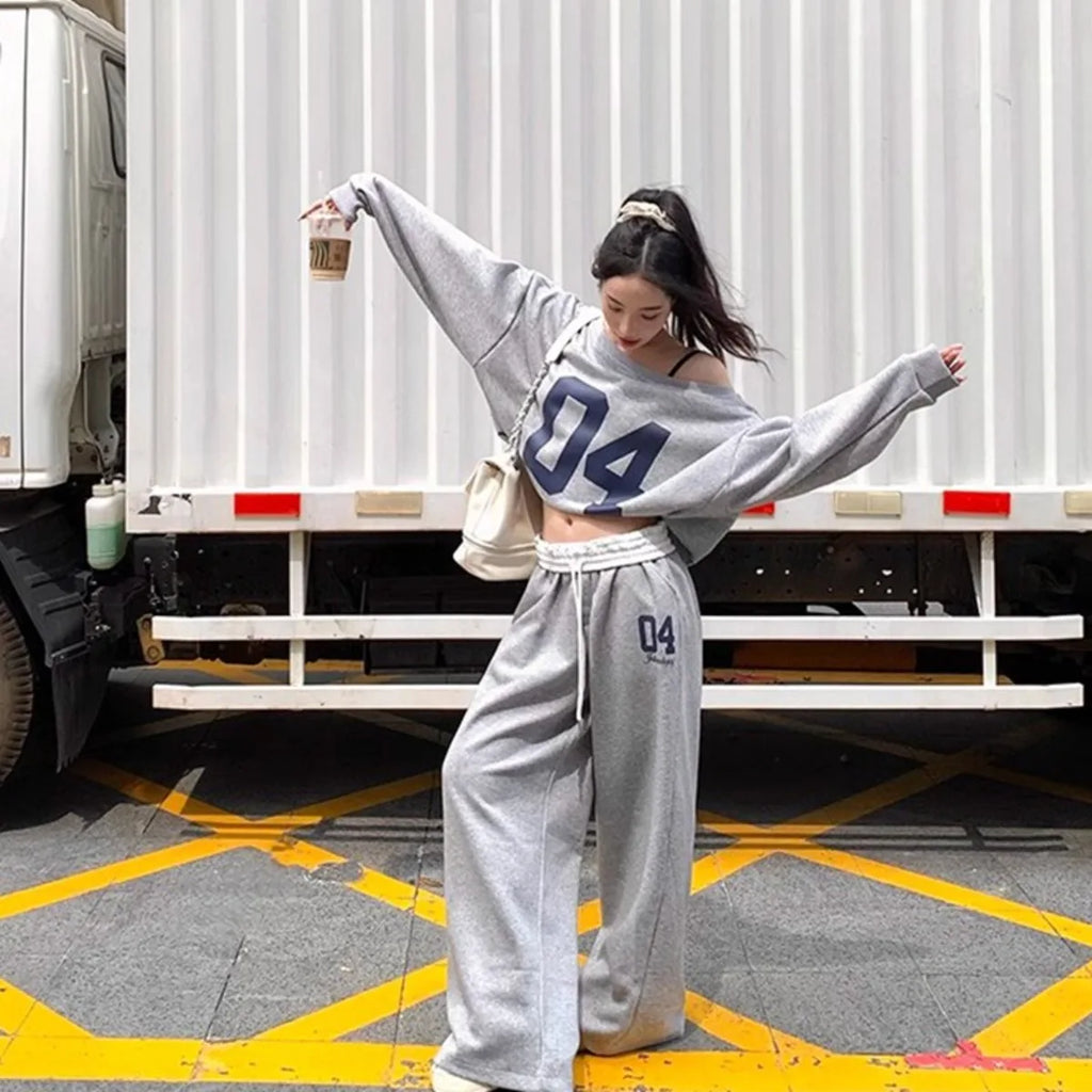 Fashion Temperament Popular Retro Sports Pants for Women in Spring and Summer High Waisted and Drooping Casual Pants Loose Pants