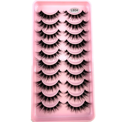 10Pairs 3d Mink Dramatic Volume Lashes Bulk Faux Thick Long Wispy Natural Mink Lashes Pack Short Wholesales Natural False lashes - L&S Fashion