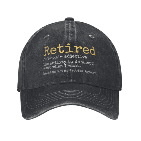 Fashion 2025 Retired Definition Funny Retirement Gag Baseball Cap Unisex Distressed Washed Snapback Outdoor Adjustable Caps Hat - L&S Fashion