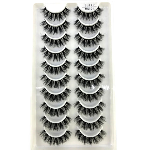 10Pairs 3d Mink Dramatic Volume Lashes Bulk Faux Thick Long Wispy Natural Mink Lashes Pack Short Wholesales Natural False lashes - L&S Fashion