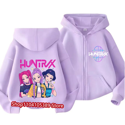 Y2k Zip Up Sweatshirts Kpop Demon Hunters Hoodie Coat Children Clothes Kid Girl Boy Sweatshirt Zipper Hoody Baby Casual Top - L&S Fashion