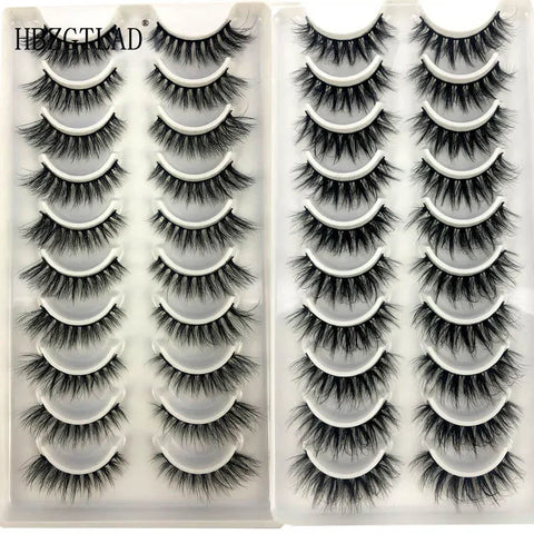 10Pairs 3d Mink Dramatic Volume Lashes Bulk Faux Thick Long Wispy Natural Mink Lashes Pack Short Wholesales Natural False lashes - L&S Fashion