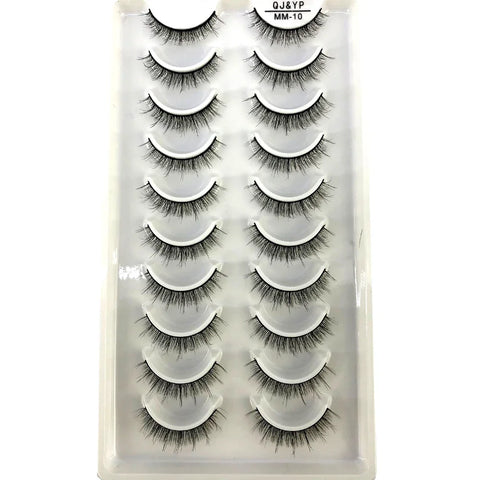 10Pairs 3d Mink Dramatic Volume Lashes Bulk Faux Thick Long Wispy Natural Mink Lashes Pack Short Wholesales Natural False lashes - L&S Fashion