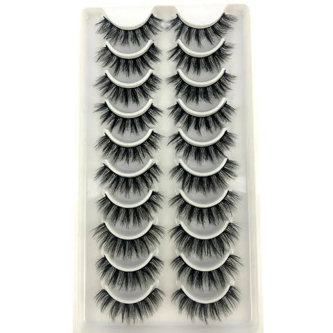 10Pairs 3d Mink Dramatic Volume Lashes Bulk Faux Thick Long Wispy Natural Mink Lashes Pack Short Wholesales Natural False lashes - L&S Fashion