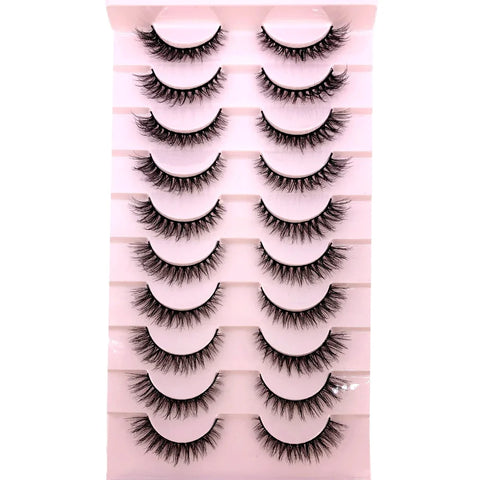 10Pairs 3d Mink Dramatic Volume Lashes Bulk Faux Thick Long Wispy Natural Mink Lashes Pack Short Wholesales Natural False lashes - L&S Fashion