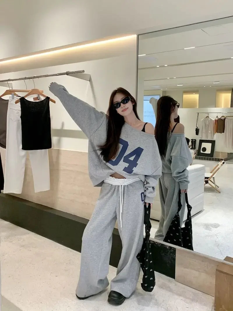 Fashion Temperament Popular Retro Sports Pants for Women in Spring and Summer High Waisted and Drooping Casual Pants Loose Pants