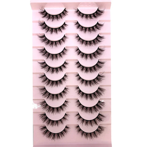 10Pairs 3d Mink Dramatic Volume Lashes Bulk Faux Thick Long Wispy Natural Mink Lashes Pack Short Wholesales Natural False lashes - L&S Fashion