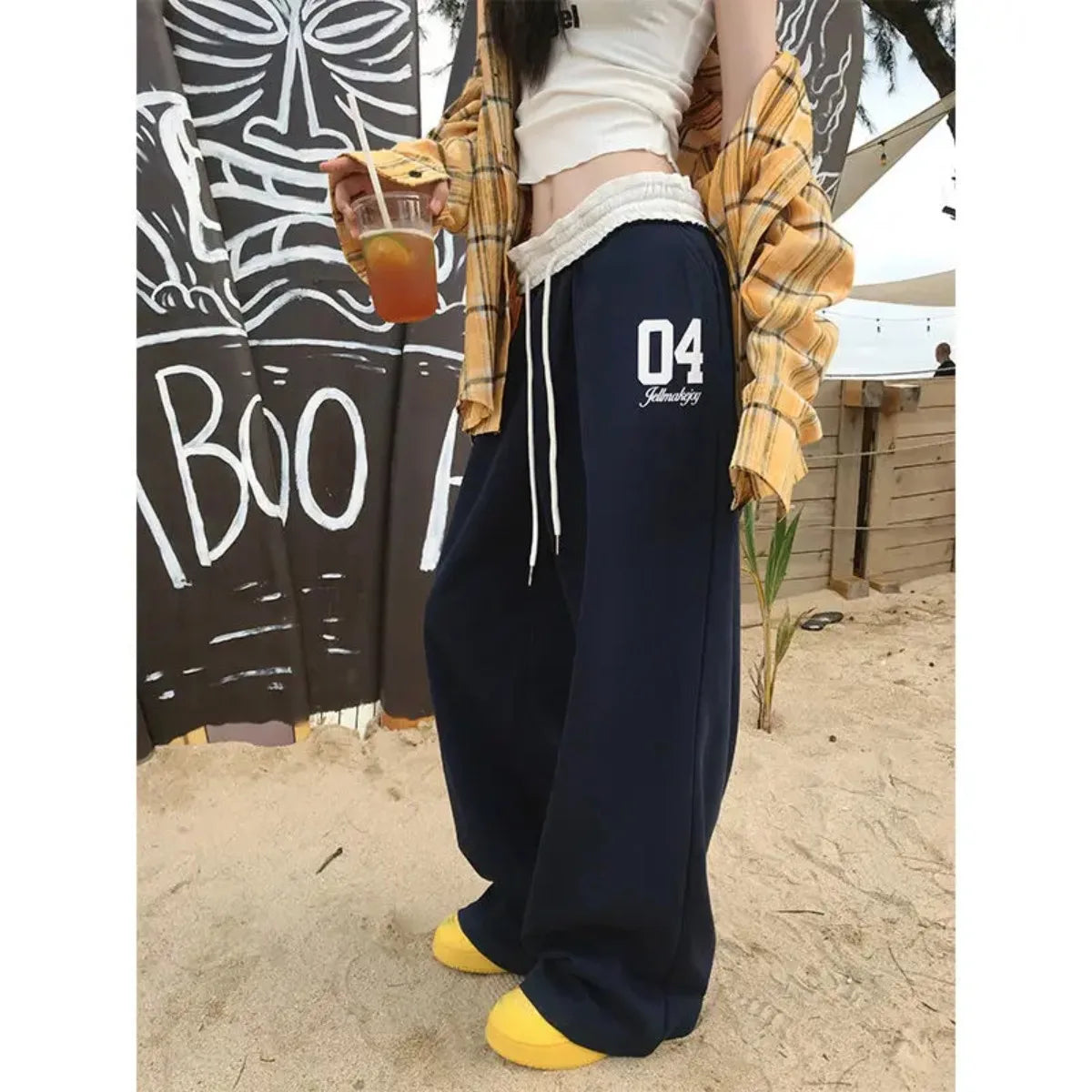 Fashion Temperament Popular Retro Sports Pants for Women in Spring and Summer High Waisted and Drooping Casual Pants Loose Pants