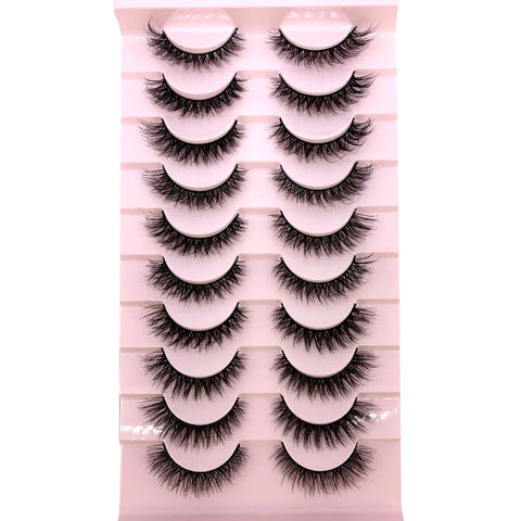 10Pairs 3d Mink Dramatic Volume Lashes Bulk Faux Thick Long Wispy Natural Mink Lashes Pack Short Wholesales Natural False lashes - L&S Fashion