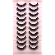 10Pairs 3d Mink Dramatic Volume Lashes Bulk Faux Thick Long Wispy Natural Mink Lashes Pack Short Wholesales Natural False lashes - L&S Fashion