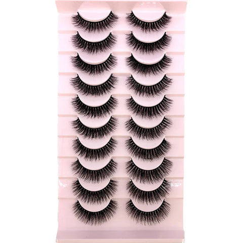 10Pairs 3d Mink Dramatic Volume Lashes Bulk Faux Thick Long Wispy Natural Mink Lashes Pack Short Wholesales Natural False lashes - L&S Fashion
