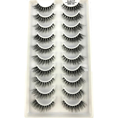 10Pairs 3d Mink Dramatic Volume Lashes Bulk Faux Thick Long Wispy Natural Mink Lashes Pack Short Wholesales Natural False lashes - L&S Fashion