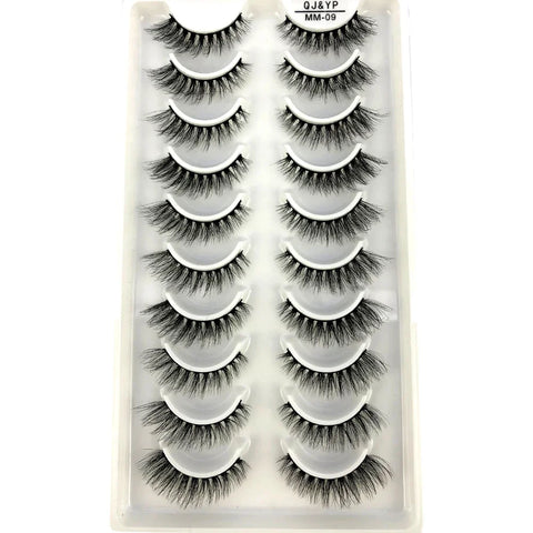 10Pairs 3d Mink Dramatic Volume Lashes Bulk Faux Thick Long Wispy Natural Mink Lashes Pack Short Wholesales Natural False lashes - L&S Fashion