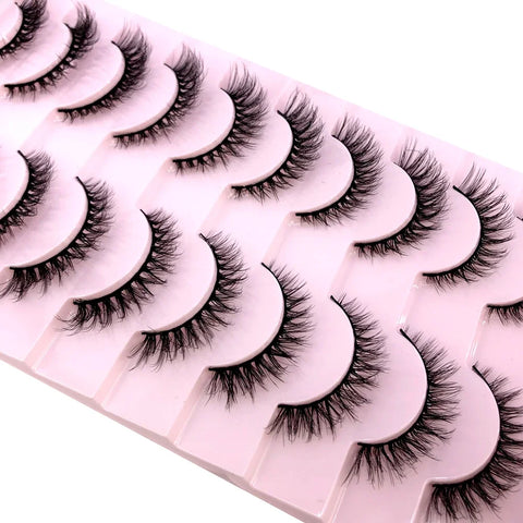 10Pairs 3d Mink Dramatic Volume Lashes Bulk Faux Thick Long Wispy Natural Mink Lashes Pack Short Wholesales Natural False lashes - L&S Fashion