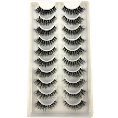 10Pairs 3d Mink Dramatic Volume Lashes Bulk Faux Thick Long Wispy Natural Mink Lashes Pack Short Wholesales Natural False lashes - L&S Fashion