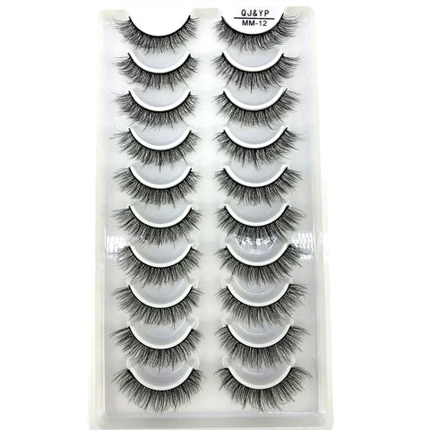 10Pairs 3d Mink Dramatic Volume Lashes Bulk Faux Thick Long Wispy Natural Mink Lashes Pack Short Wholesales Natural False lashes - L&S Fashion