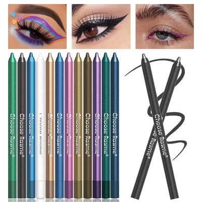 12 Colors Set Glitter & Shimmer Eyeliner Stick Pack - Long-Wearing Blue Tone Eyeliner Pencil with Smooth Application - Versatile - L&S Fashion