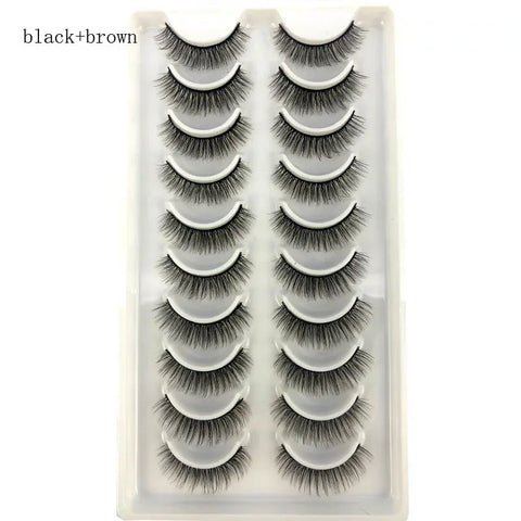 10Pairs 3d Mink Dramatic Volume Lashes Bulk Faux Thick Long Wispy Natural Mink Lashes Pack Short Wholesales Natural False lashes - L&S Fashion