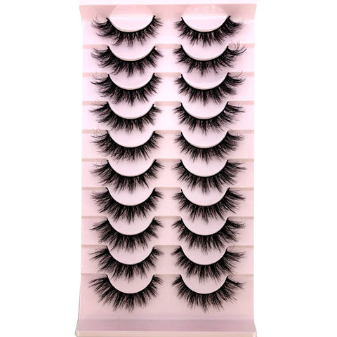 10Pairs 3d Mink Dramatic Volume Lashes Bulk Faux Thick Long Wispy Natural Mink Lashes Pack Short Wholesales Natural False lashes - L&S Fashion