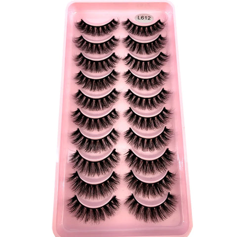 10Pairs 3d Mink Dramatic Volume Lashes Bulk Faux Thick Long Wispy Natural Mink Lashes Pack Short Wholesales Natural False lashes - L&S Fashion