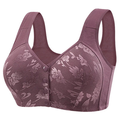New Front Button Underwear Middle-aged Senior Women Lace No Underwire Vest Plus Size Full Cup Thin Mold Cup Bra Maternity Bra - L&S Fashion