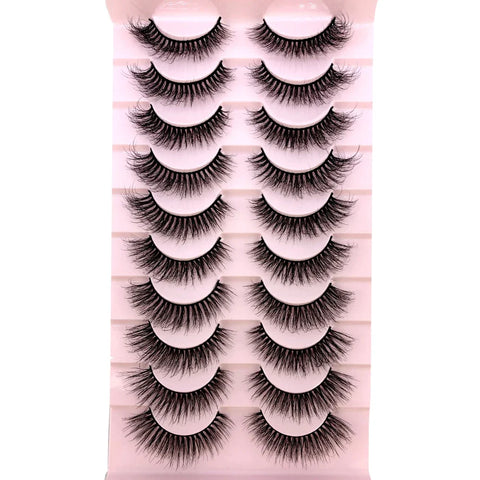 10Pairs 3d Mink Dramatic Volume Lashes Bulk Faux Thick Long Wispy Natural Mink Lashes Pack Short Wholesales Natural False lashes - L&S Fashion