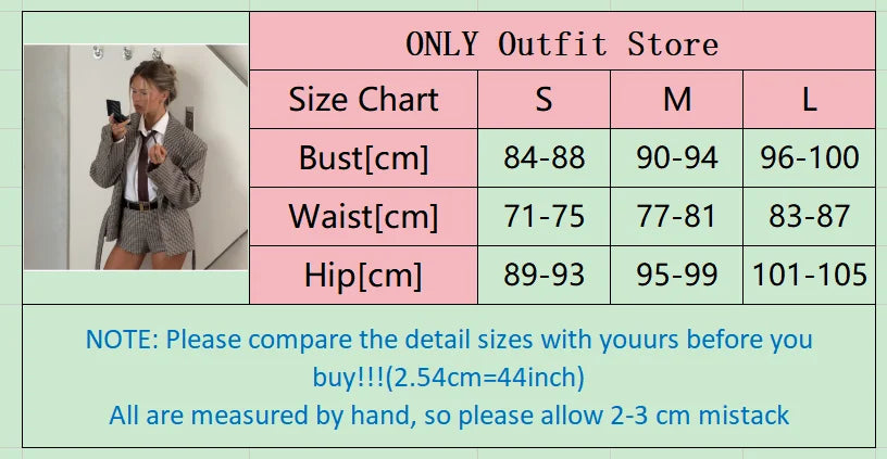 Fashion British Style Checkered Printed Suit Women Lapel Long Sleeve Single-breasted Short Jacket Set Lady Daily Streetwears